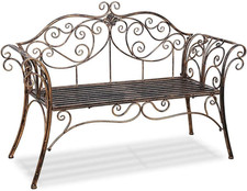 Metal Antique Garden Benches Clearance Outdoor Wrought Iron Bench 2 Seat with De