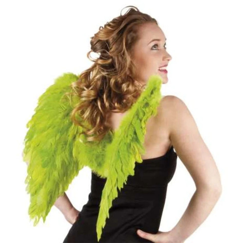 Angel wings folded lime green - angel,