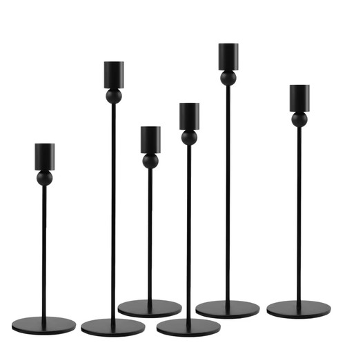 6pc black metal candle - black,