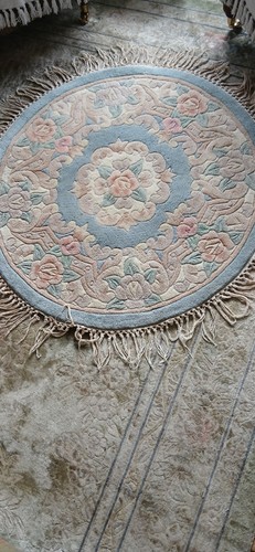 Vintage chinese round wool rug - vintage,
