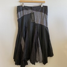 Lisa Campione Skirt Wool Blend Grey Lined Handkerchief Midi Women Sz 44 W34