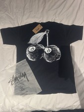 Brand New With Tags Navy Blue Cherry 8 Ball Stussy Tee Medium