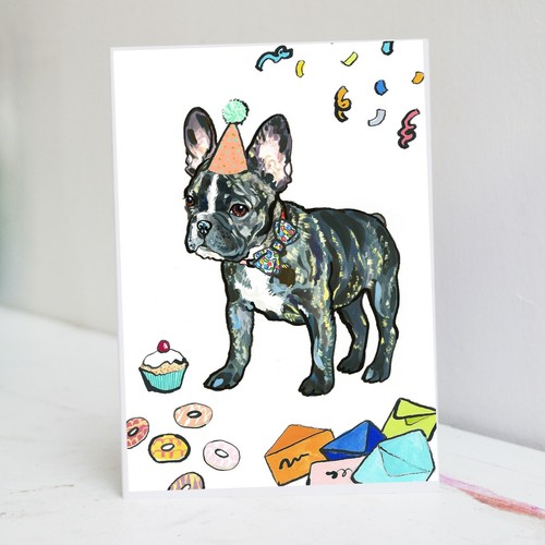 Black french bulldog - french, birthday