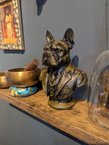 French bulldog bust statue - bulldog,