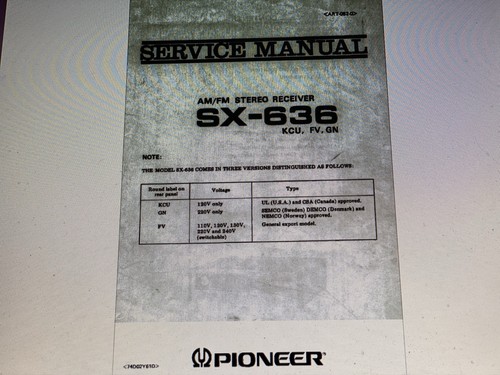 Pioneer 636 service - pioneer, manual