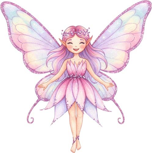 Watercolour happy fairy - watercolour,