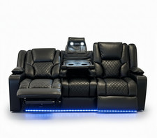 Orlando Leather Electric Recliners Sofa With Cup-Holders - 3 Seater Leather Sofa