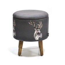 Stag Round Grey Storage Stool