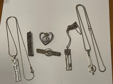 Rennie Mackintosh Inspired Silver Jewellery - 3 Brooches & 3 Necklaces (C525)