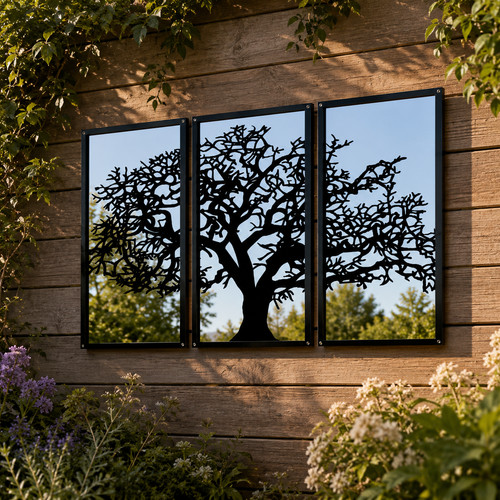 Three panel tree garden - three, mirror