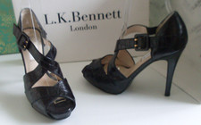 LK Bennett London Crocodile Platform Covered Strappy Heels Size EU 36 UK 3