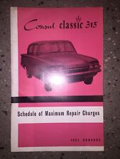 Ford Consul Classic 315  Schedule Of Repair Charges