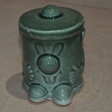 Dusty Bin 1980s 3-2-1 Ted Rogers Ceramic Money Box Green Undecorated