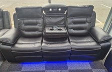 Hafsa 3 Seater Black/ Brown/Grey Electric Recliner Sofa USB, LED, Bluetooth 
