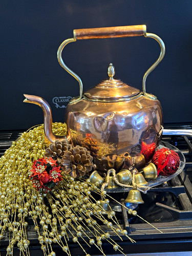 Vintage copper kettle - copper, lid