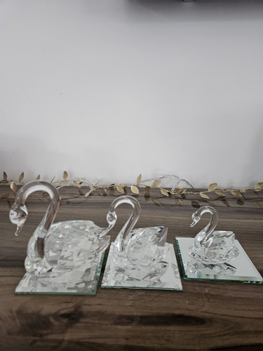 Set clear glass swan - 3,