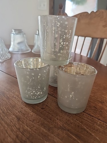 Silver mercury glass votive - 4-silver,