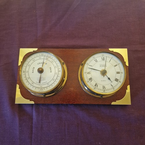 Vintage wooden brass barometer - vintage,
