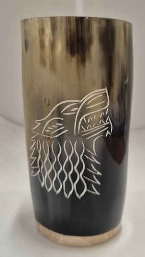 Buffalo horn mug with - mug, viking