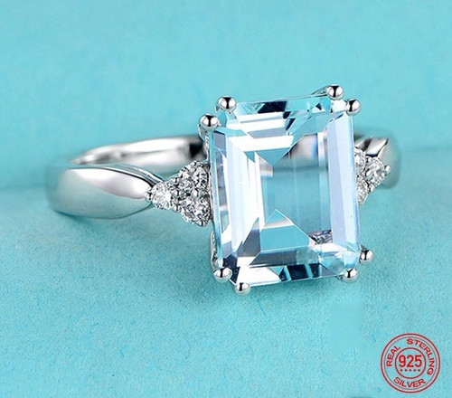 Natural aquamarine ring 925 - ring,