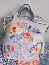 Cath Kidston Large Rucksack Backpack Pastel Blue Floral Print 100% Cotton
