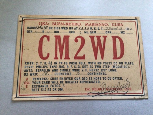 Qsl radio card marianao 1932 - qsl,