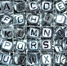Acrylic Alphabet Cube Beads 6mm  Silver Mixed Pack or Single Letters Beads