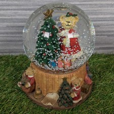 Vintage Christmas Snow Globe Xmas Tree Teddy Santa Scene Leonardo Collection 