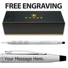 Cross Classic Century Satin Chrome Ballpoint Pen - Gift Boxed & Engraved - UK