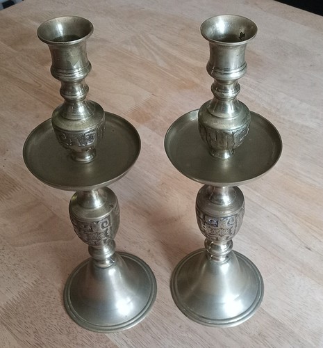 Vintage brass altar candle - altar,