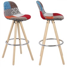 1/2x Bar Stools Breakfast Pub Chair With Footrest High Legs Kitchen Cafe Stool