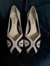 Black and White Leather Peep Toe Shoes By Van Dal. Size 5.