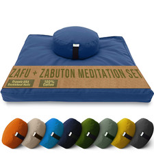 Cotton Meditation Cushion Mat Set - Buckwheat Fill Yoga Pillow for Zen Knee Pad