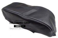 FOR FORD MONDEO ST 2003-07 BLACK ITALIAN LEATHER ARMREST COVER WITH WHITE STITCH