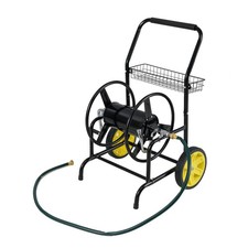 COSTWAY Garden Heavy-Duty Metal Hose Reel Cart 70m of 20mm Large Capacity-Black