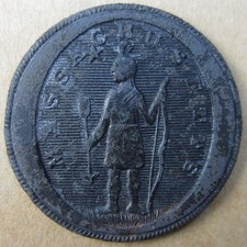 Massachusetts Militia State Seal Coat Button 19th Century - Missing shank