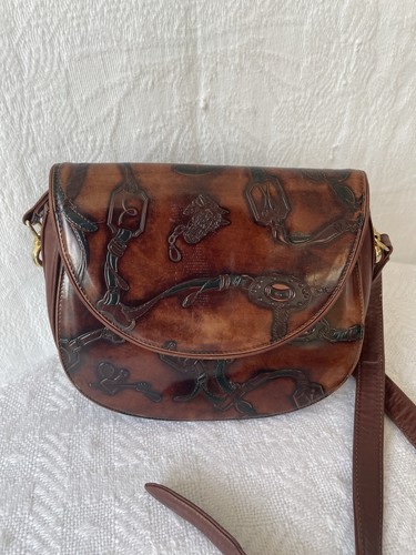 Vintage leather saddle bag - leather,