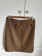 Moloh Brown Tweed Skirt 100% Wool Lined Short Pockets |Size UK 8 | Ex Con  