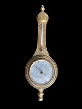 Rare Mid Century Daymaster Brass Banjo Barometer & Thermometer Made In England