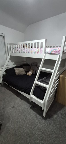 Wooden white triple bunk - wooden, bed