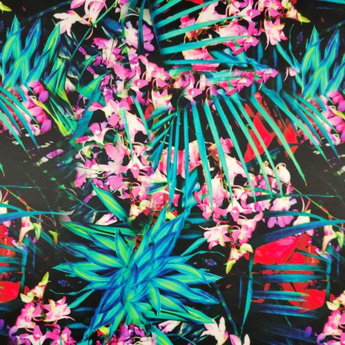 Tropical floral jersey fabric - tropical,