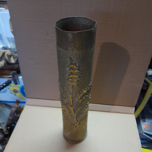 Vintage brass trench art shell - trench,