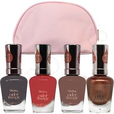 SALLY HANSEN NAIL POLISH / VARNISH COLOUR THERAPY 4 X 14.7ML WITH WASH BAG