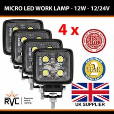 12/24V  4 Micro Square 12W LED work lamp flood lights tractor recovery truck van