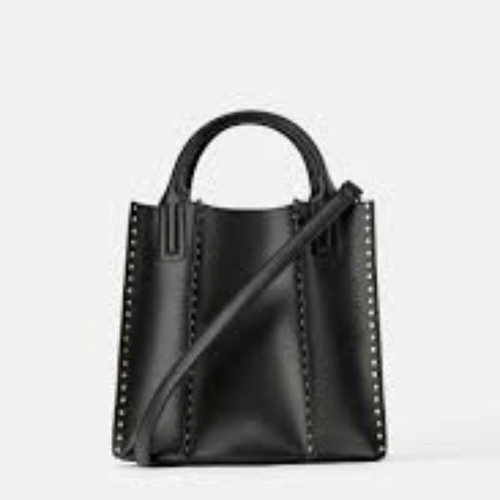 Zara studded black handbag - studded,