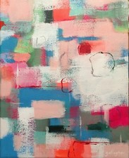 Abstract Art Painting Colorful Modern Original Gallagher Collectible Blue Pink 