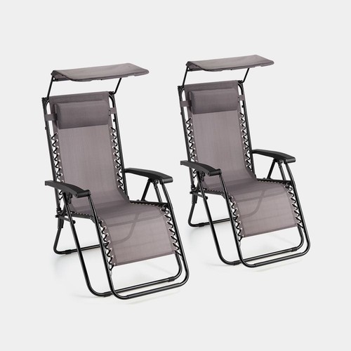 Grey reclining garden chairs - reclining,
