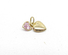 9ct Gold Charm Pink Heart Yellow Gold Dangle Traditional Gift Box