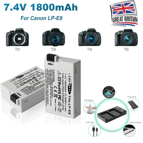 2pcs 8ah e8 - 2pcs, lp-e8