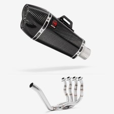 Lextek Stainless Steel XP13C Carbon Fibre Exhaust System 210mm Silencer Chrome